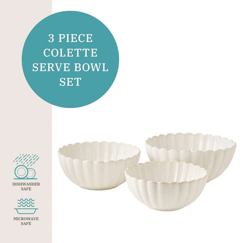 The Pioneer Woman Colette 12-Piece Stoneware Dinnerware Set, Cream