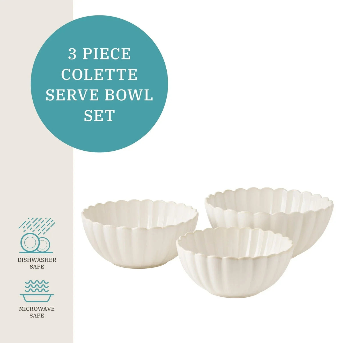 The Pioneer Woman Colette 12-Piece Stoneware Dinnerware Set, Cream