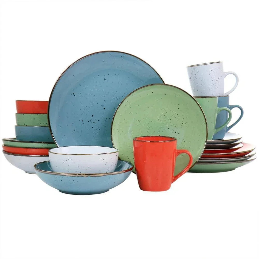 Dinnerware Set Assorted Colors Durable Stoneware 20-Piece (Service for 4)