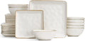 Famiware Dinnerware Sets for 8, Ocean Square 24-Piece Kitchen Plates and Bowls S