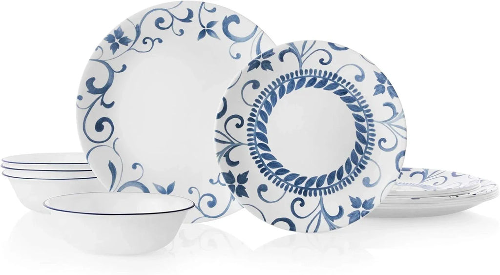 12-Piece Dinner Set - Stackable Vitrelle Glass for Space Efficiency