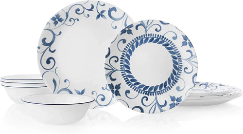 12-Piece Dinner Set - Stackable Vitrelle Glass for Space Efficiency