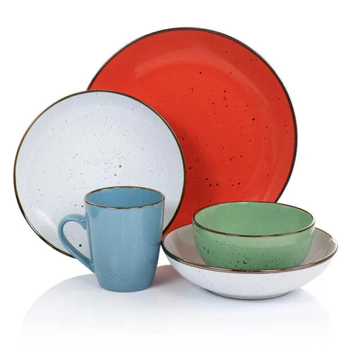 Dinnerware Set Assorted Colors Durable Stoneware 20-Piece (Service for 4)